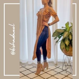 ESSUE Light Orange/Yellow open sides long length beautiful blouse Size Small 🧡